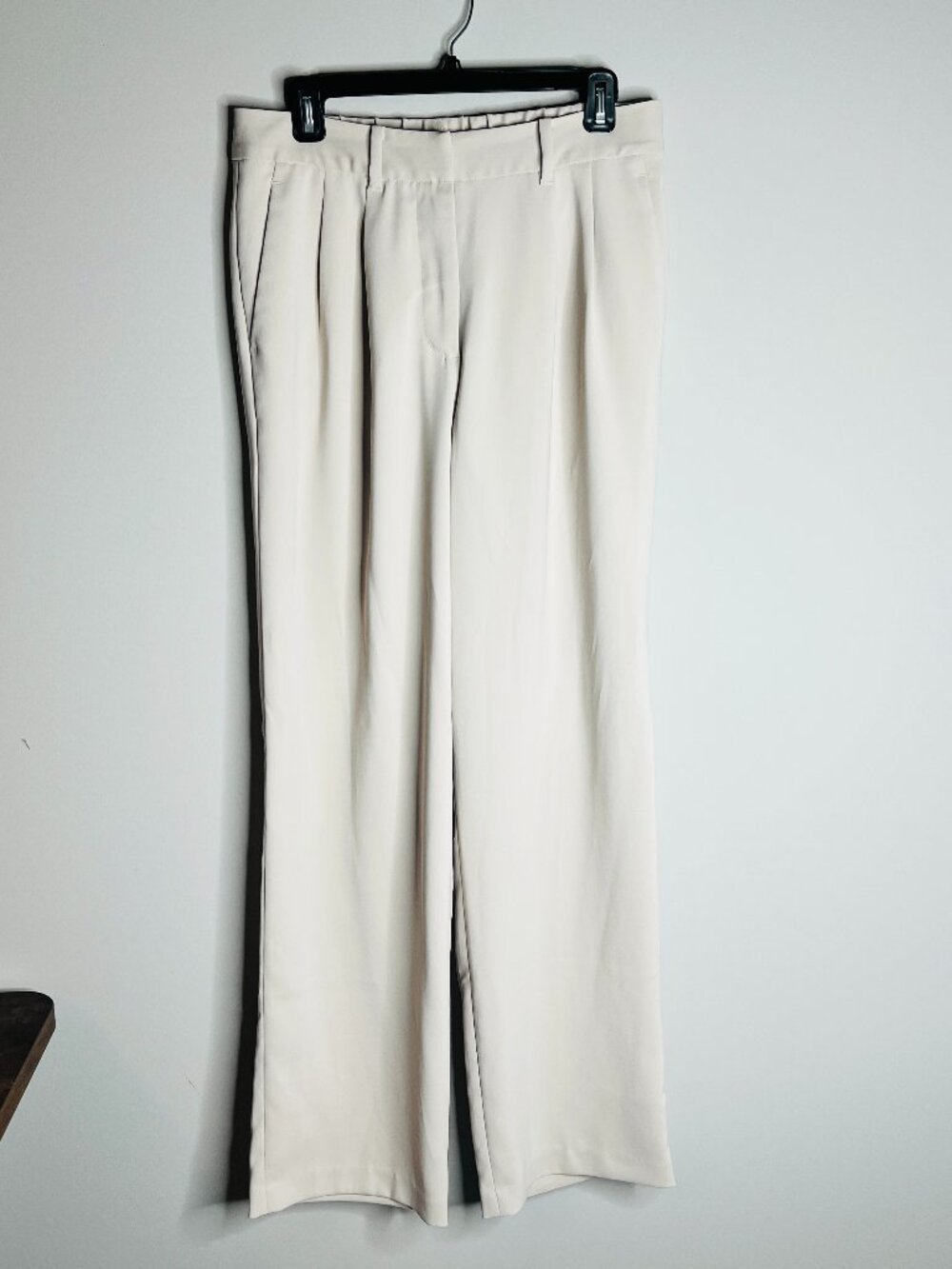 Quince Stretch Crepe Pleated Wide Leg Pants Sand Career Business Casual Sz 10